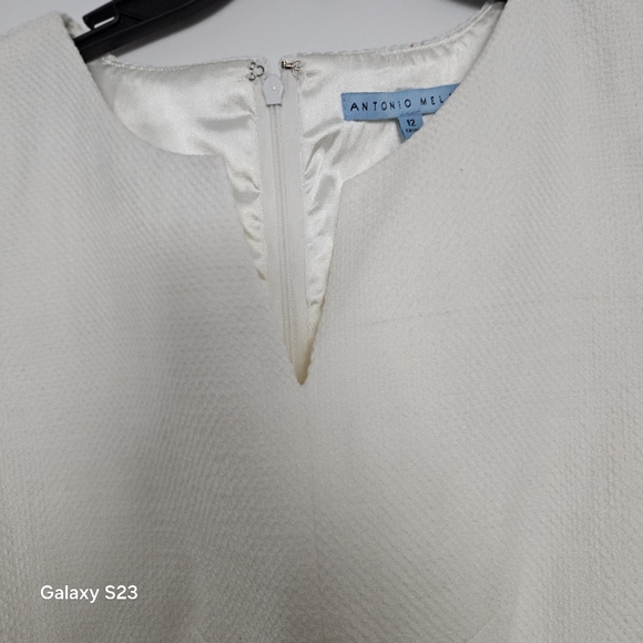 White Dress with Mesh Inserts by Antonio Melani - Picture 6 of 8